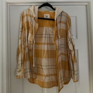 American Eagle Yellow Hooded Flannel